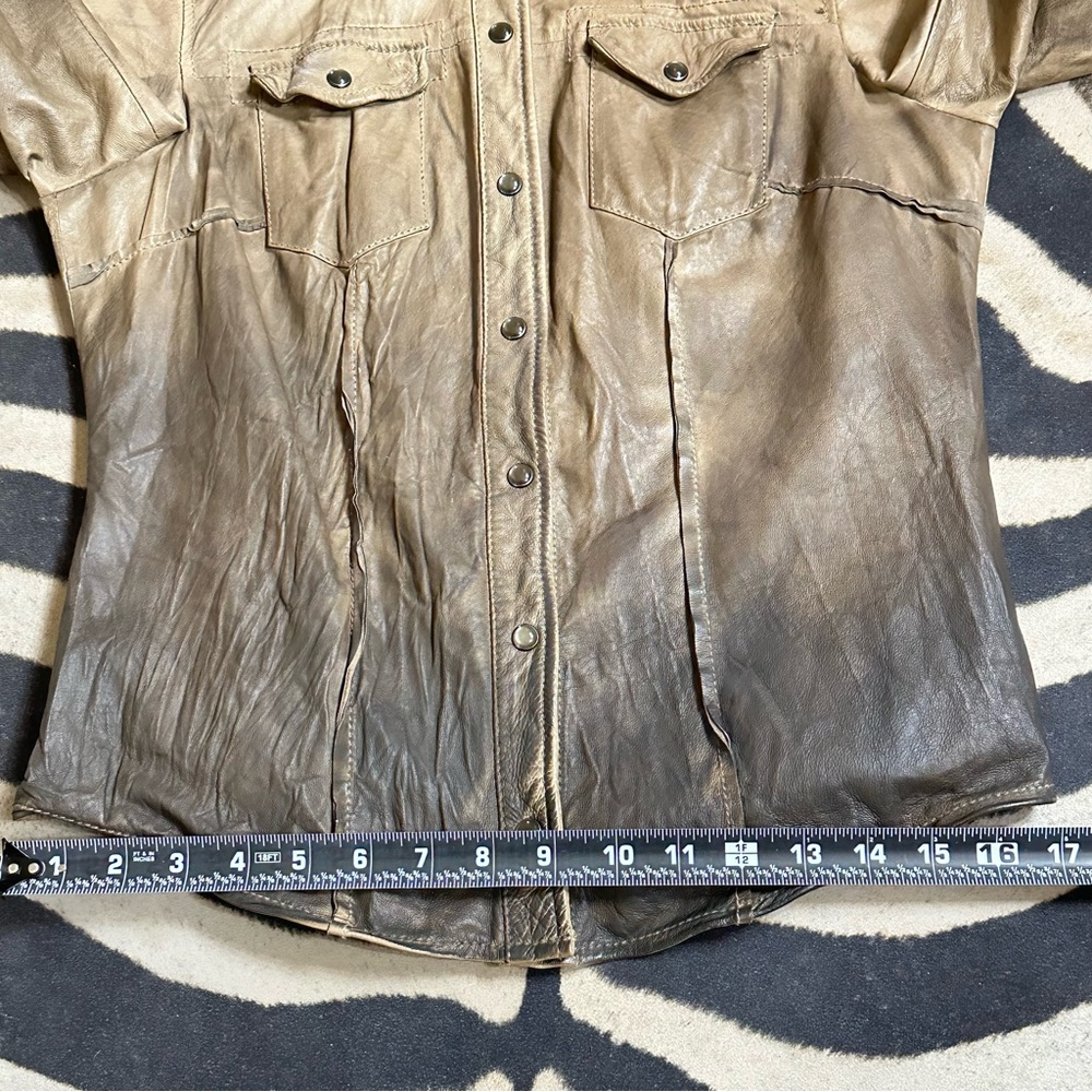 ALLSAINTS Brown Ombre Leather Shirt Jacket🌸 - Picture 10 of 13
